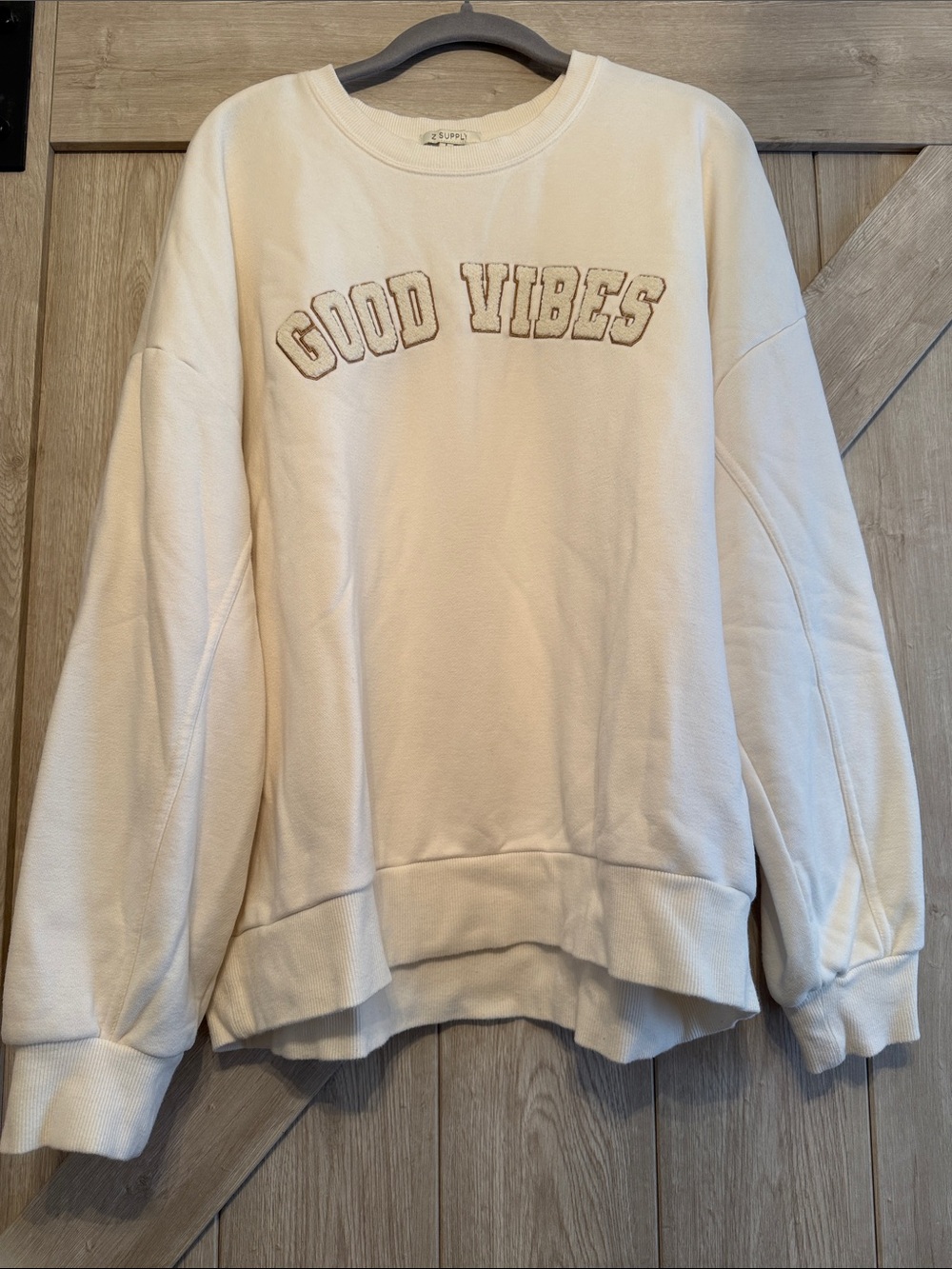 Z Supply Cream 'Good Vibes' Crewneck Sweatshirt